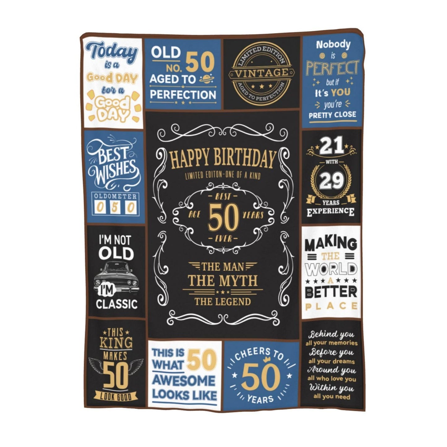 Jieoyfyug 50th Birthday Gifts for Men, 1975 Birthday Gift for Him, 50 Year Old Flannel Throw Blanket 50"x60", Christmas Fathers Day Blanket for Dad Papa Grandpa