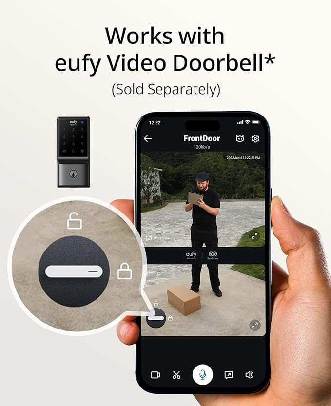 eufy Security Smart Lock C210, Keyless Entry Door Lock, Built-in WiFi Deadbolt, Smart Door Lock, No Bridge Required, Easy Installation, Touchscreen Keypad, App Remote Control, 4 AA Batteries Included