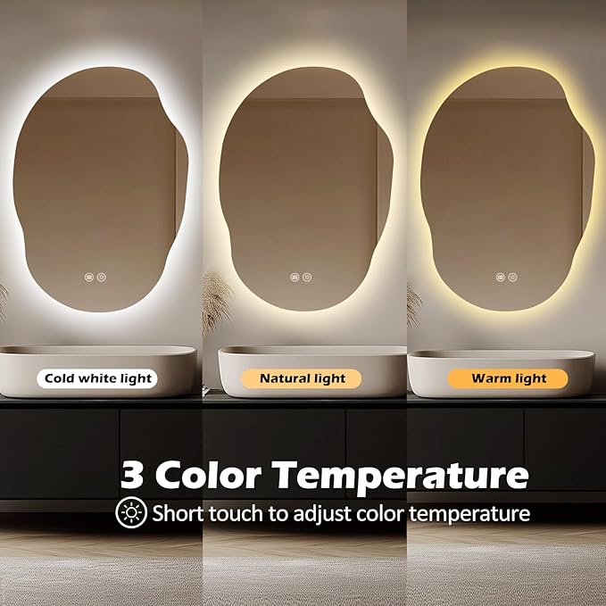 LED Bathroom Mirror with Lights, 22x30 Inch LED Bathroom Vanity Mirror Smart Backlit Mirror for Bathroom with 3 Colors, Dimmable, Anti-Fog, Memory, Al-Alloy Lampshade (Horizontal/Vertical)