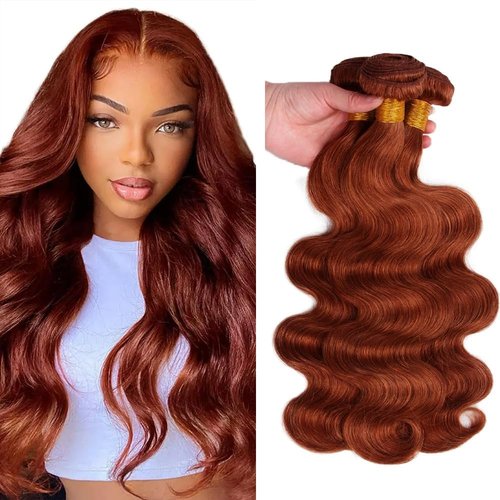 Giginger Bundles Human Hair 16 18 20 Inch Reddish Brown Body Wave Bundles Color 33 Human Hair Body Wave Unprocessed Quick Weave Soft Sewn In Hair Extensions for Black Women