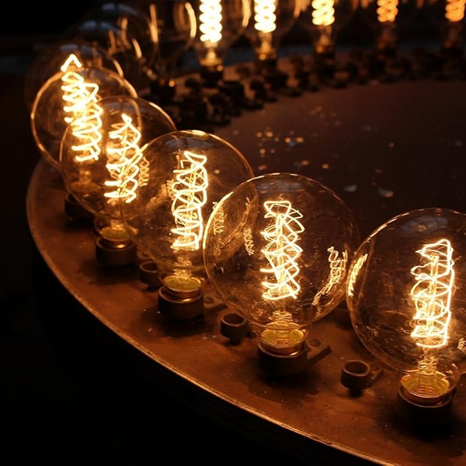 Jslinter Edison Bulb 60w, Globe Dimmable Filament Decorative Bulbs for Home, Vintage Light Bulbs G80/G25 Style, E26 Base, Classic Amber (4 Pack)