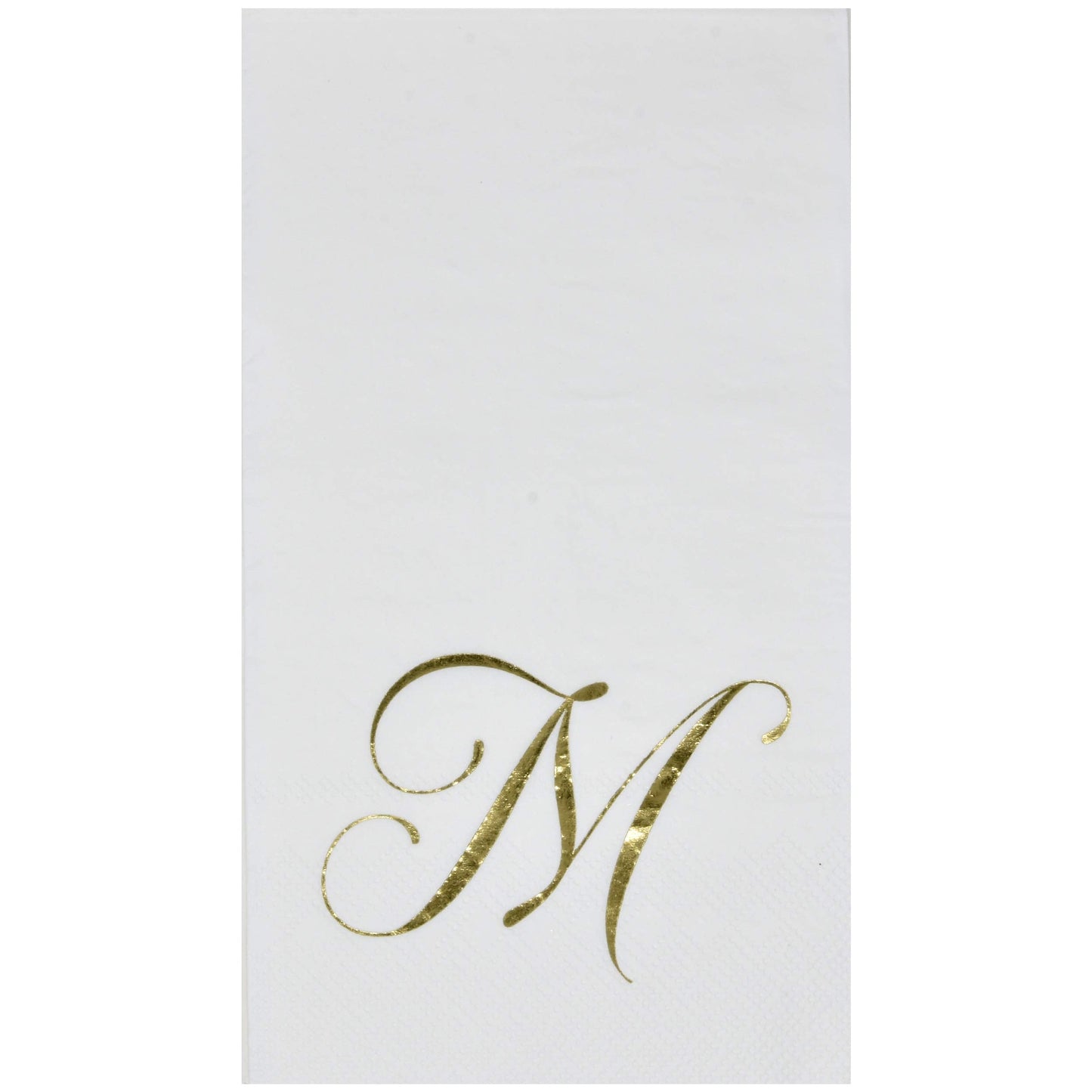 Gift Boutique 100 Gold Monogram Guest Napkins Letter M Disposable Paper Pack Elegant Metallic Golden Foil Dinner Hand Napkin for Bathroom Powder Room Wedding Holiday Baby Shower Decorative Towels