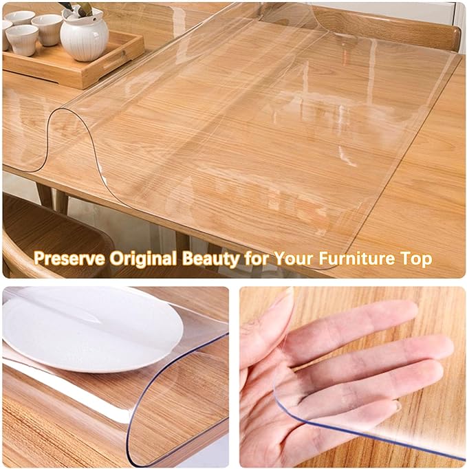 Clear Desk Mat 12 x 24 Inch 1.5mm Thick Desk Cover Protector Mat Vinyl Desk Pads on top of Desks Waterproof Plastic Table Cover PVC Table Protector Pads for Writing Desk Tabletop Night Stand Dresser
