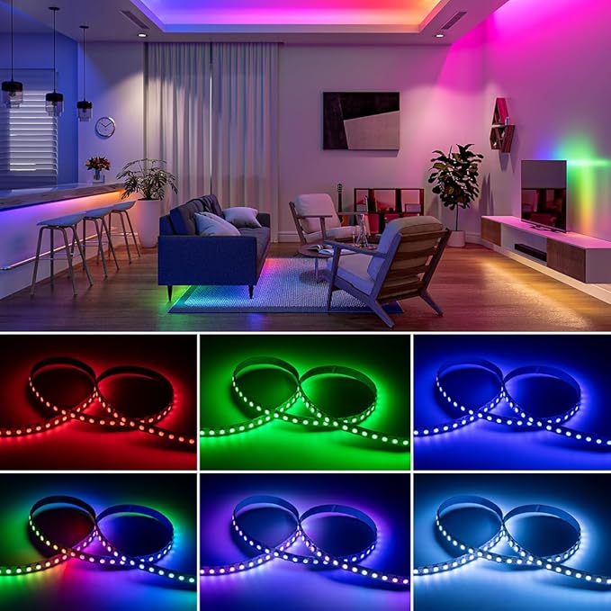 BTF-LIGHTING WS2812B RGB ECO LED Strip, Chasing Effects 5050SMD Individually Addressable 16.4FT 60Pixels/m 300Pixels Flexible Dream Color IP30 for Bedroom DIY Projects DC5V(No Adapter or Controller)