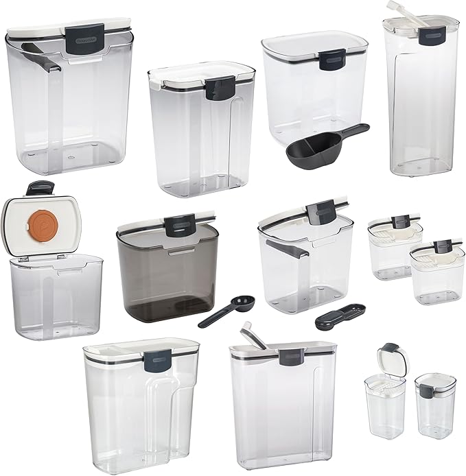 Progressive ProKeeper Baker's Airtight Kitchen Storage Canister Container Set for Flour, Sugar & More, Keeps Ingredients Fresh, with Accessories (Multicolor, 13- Piece)