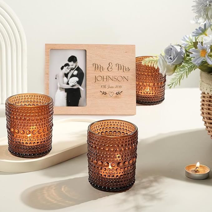 12pcs Votive Candle Holder for Wedding, 2.7 * 3.5in Large Amer Glass Tea Light Candle Holders Bulk, DIY Wax Filling Romance Tealight Candle Holders for Home Table & Christmas Thanksgiving (12)