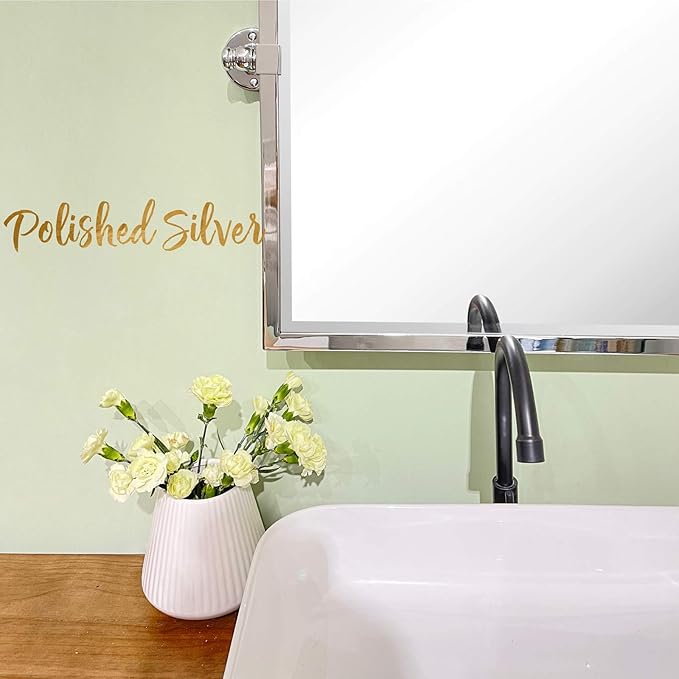 TEHOME Chrome Pivot Mirror Tilt Bathroom Mirror in Polished Nickel Tilting Beveled Vanity Mirrors in Chrome, 28.5x36''