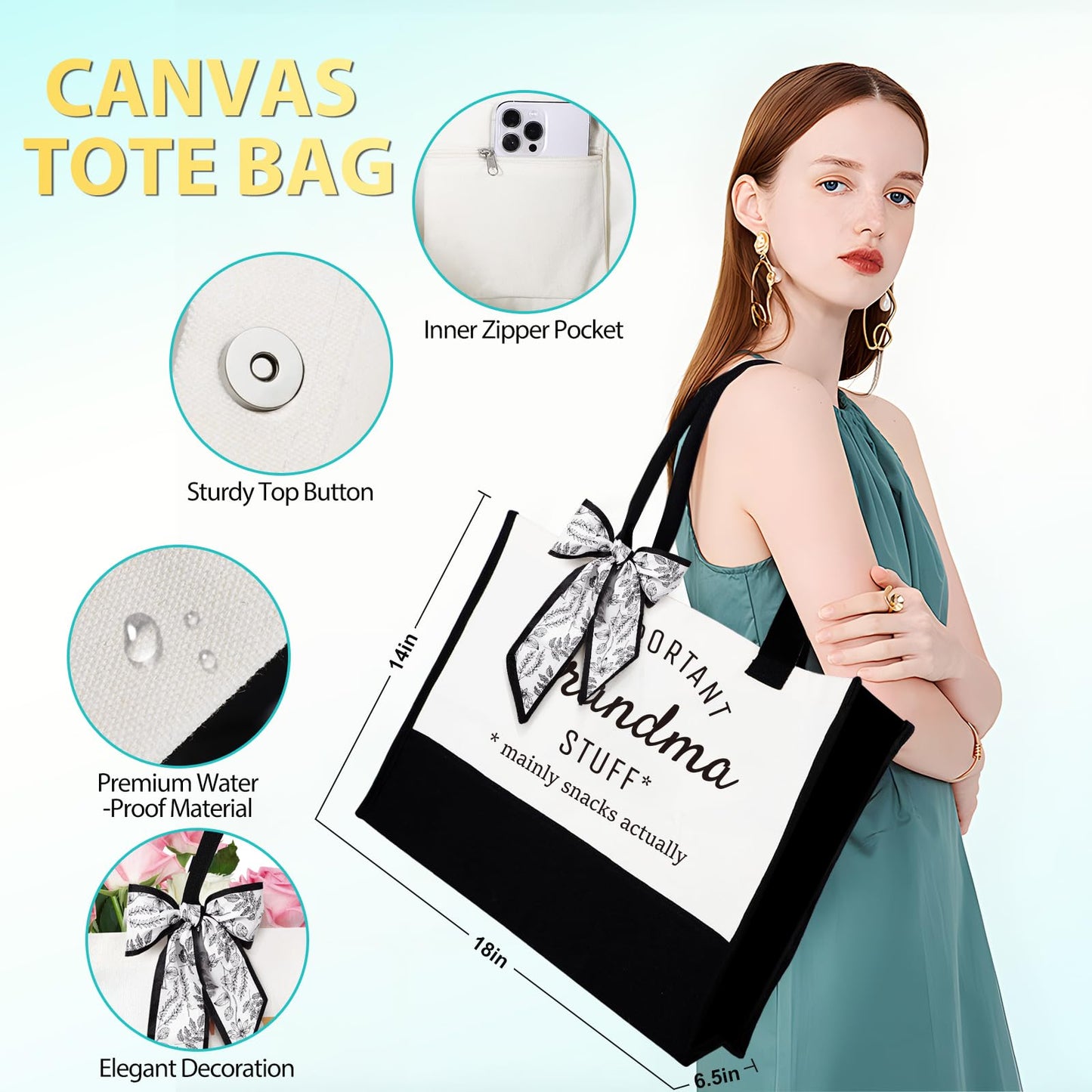 Suhctuptx Grandma Gift Set, Christmas & Birthday Gifts for Grandma, Funny Mother's Day Ideas for Grandparent & Nana Basket with Tote Bag