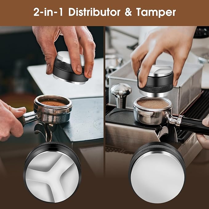 Reoszeank 51mm Espresso Accessories Kit, Coffee Distributor and Tamper Leveler, WDT Tool and Dosing Funnel Set Fits Delonghi 51 mm Espresso Machines and Portafilters