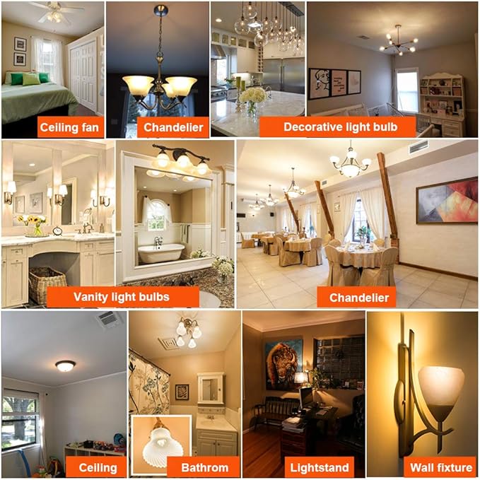 LiteHistory Dimmable g16.5 led Bulb 40W g16 1/2 led Edison Bulb 2700K 4W e26 Globe Light Bulbs for Ceiling Fan,Chandelier,Vanity Light Bulb AC120V 400lm 6Pack