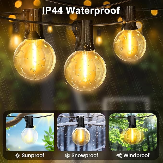 LAMPHOME 4 Pack LED Outdoor String Lights, 26FT Yellow Patio Lights with 12+1 Edison Shatterproof Bulbs,Waterproof Connectable Dimmable Outside Hanging Lights for Backyard Porch Garden Party Decor