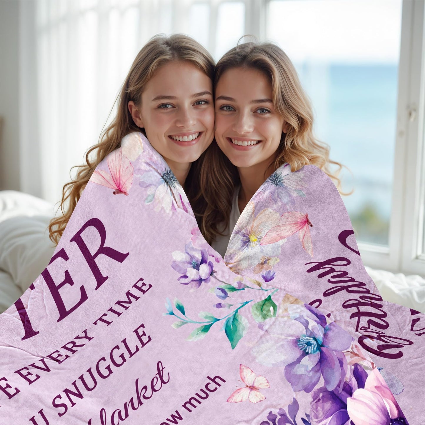 Happy Birthday Sister Blanket, Sisters Birthday Gifts, Gifts for Sister Birthdays, Sisters Gift from Sis, Birthdays Present for Sis Throw Blanket, Purple, 50"X60"
