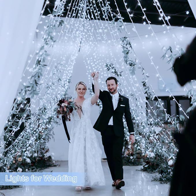 JMEXSUSS 800 LED White Christmas String Lights Outdoor, String Twinkle Lights Clear Wire Plug in for Tree Christmas Room Wedding Outside Decorations