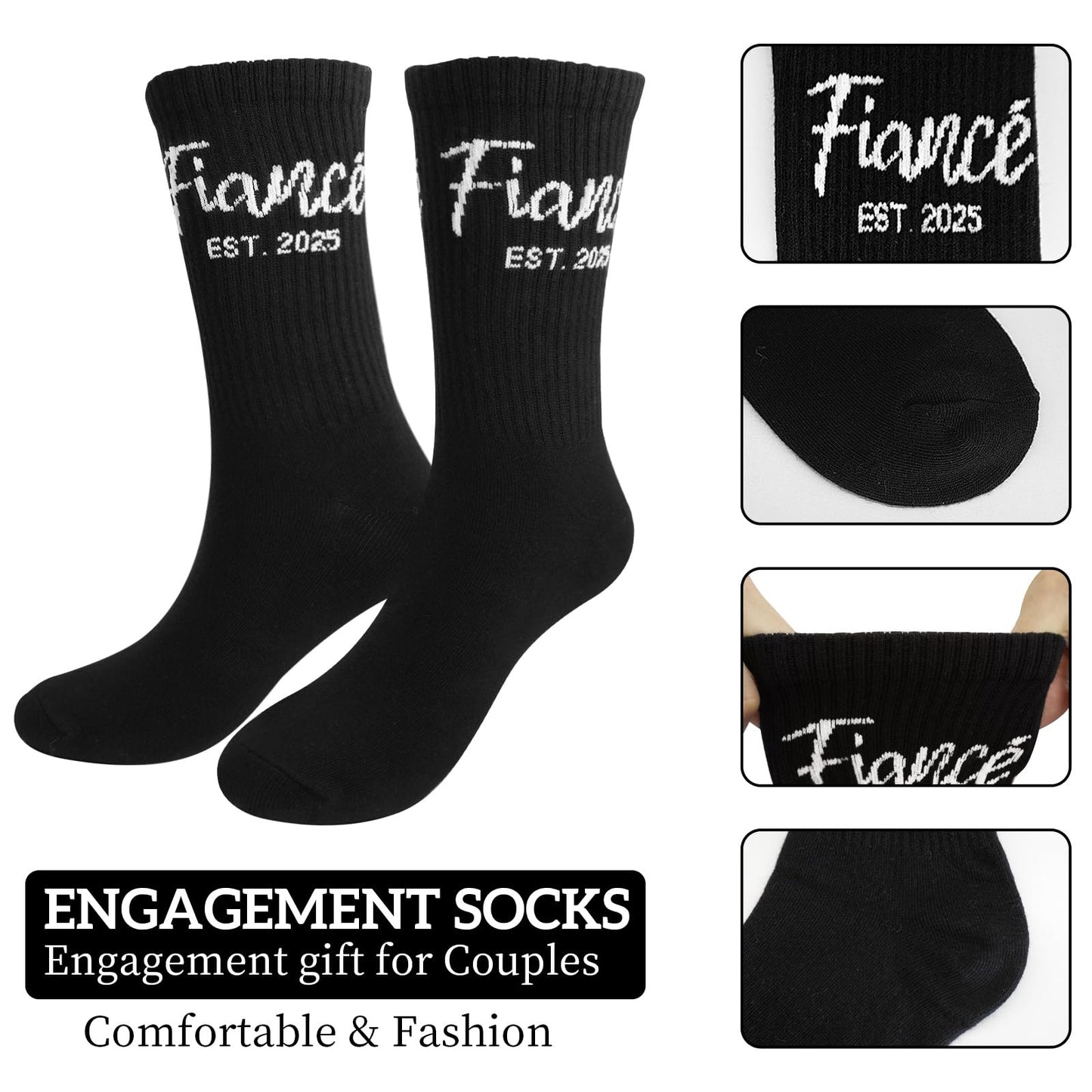 2025 Engagement Gifts for Couples, Engagement Socks for Wedding Bridal Shower Honeymoon for Fiance Fiancee and Newlyweds Couple