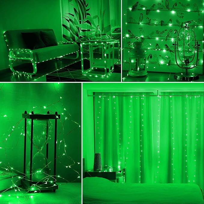 RUICHEN 20 Ft 120 LED USB Fairy String Lights with On/Off Switch, Waterproof Copper Wire Lights for Bedroom Wall Ceiling Wreath Christmas Halloween St. Patrick's Day, Green
