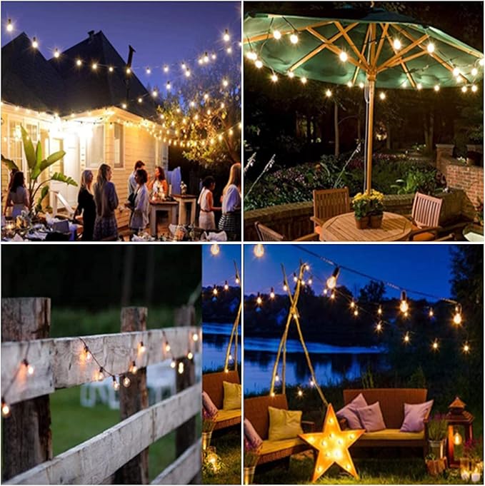Lightdot 50FT Outdoor String Lights, LED Bistro String Lights with Shatterproof G40 Bulbs, 2700K Dimmable, Waterproof Hanging Lights for Porch, Party, Garden, Backyard, Balcony - ETL Listed
