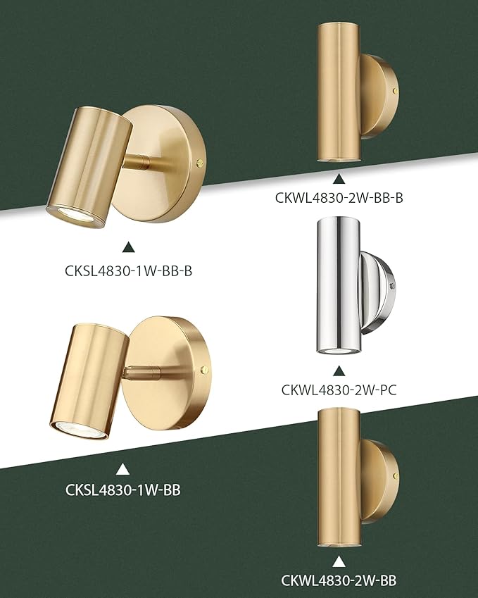 2-Light Wall Light, Brass Gold Wall Sconce, Indoor Up and Down Wall Lamp for Bedroom Bathroom Stair Entryway (2 Pack), WL4830-2W-BB-2PK