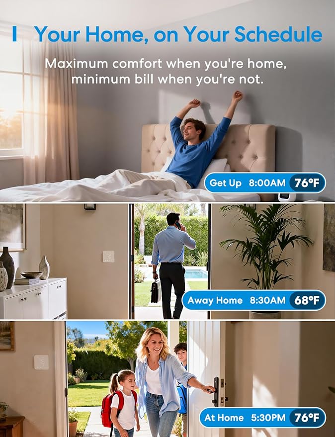 meross Smart Thermostat for Home, WiFi Thermostat Works with Matter, Alexa, Apple Home, Google Assistant, App & Voice Control, 7x24h Scheduling, Energy Saving, C-Wire Required