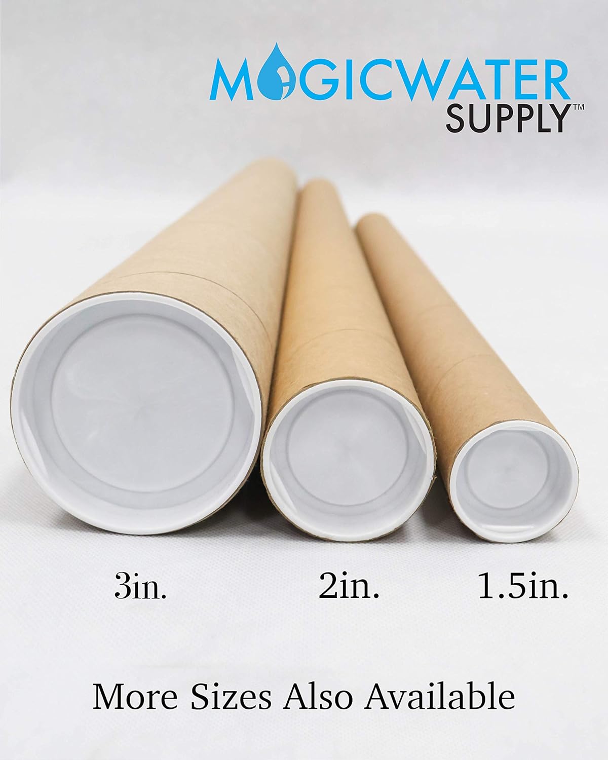 MagicWater Supply Mailing Tube - 2 in x 18 in - Kraft - 6 Pack - for Shipping and Storage of Posters, Arts, Crafts, and Documents