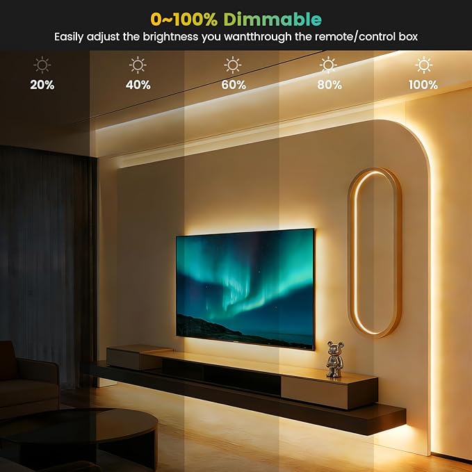 COB LED Strip Lights 32.8ft, Tunable CCT LED Strip 10m, 24V High Density Dotless Tape Light 3000K-6000K, DIY Cuttable Flexible Kit with Remote & Power Plug for Large Room Kitchen Cabinet Decor