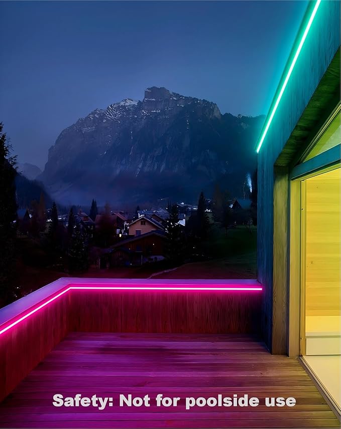 Shine Decor LED RGB Neon Rope Lights AC 120V, Expandable & Cuttable Bright Strip Lighting with Remote, Dimmable Color Changing, ETL Cold-Resistant & IP65 Waterproof for in&Outdoor, 10x20mm, 131.2FT
