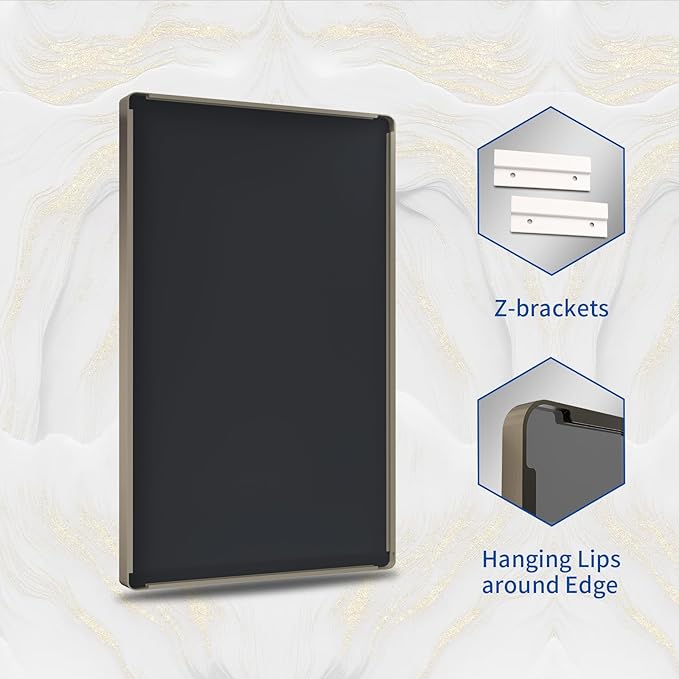 WEER 48x32 Inch Bronze Bathroom Mirror for Vanity, Brushed Bronze Metal Frame Mirror for Wall, Rounded Rectangle Bronze Frame Mirror with Tempered Glass, Anti-Rust (Horizontal/Vertical)