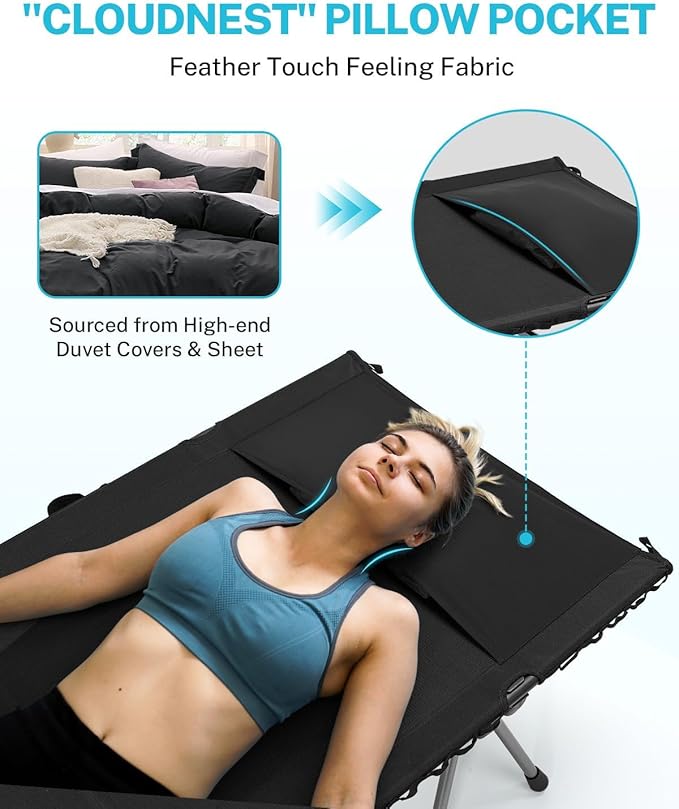 Gonex Camping Cot with Leg Extenders 2 in 1 Portable Ultralight Folding Cot for Adults Adjustable Height Supports 350lbs Sleeping Bed for Backpacking Travel Beach Home 74.8"x27.5"