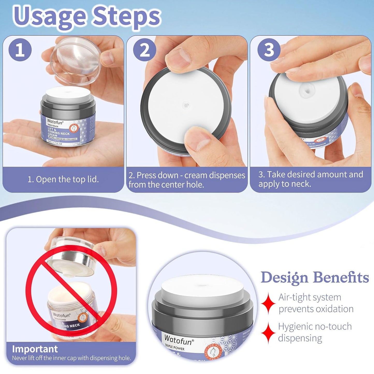 Neck Creams for Tightening and Firming - Anti Wrinkle & Treatment with Retinol Peptides, Ceramide - Overnight Moisturizer for All Skin Types - Sensitive Safe