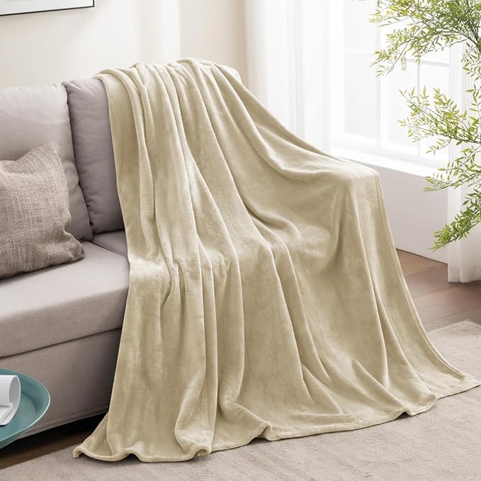 BEDELITE Fleece Blanket Linen Throw Blanket for Couch & Bed, Luxury Plush Cozy Fuzzy Blanket 50" x 70", Super Soft Warm Lightweight Fall Throw Blanket for Travel Camping