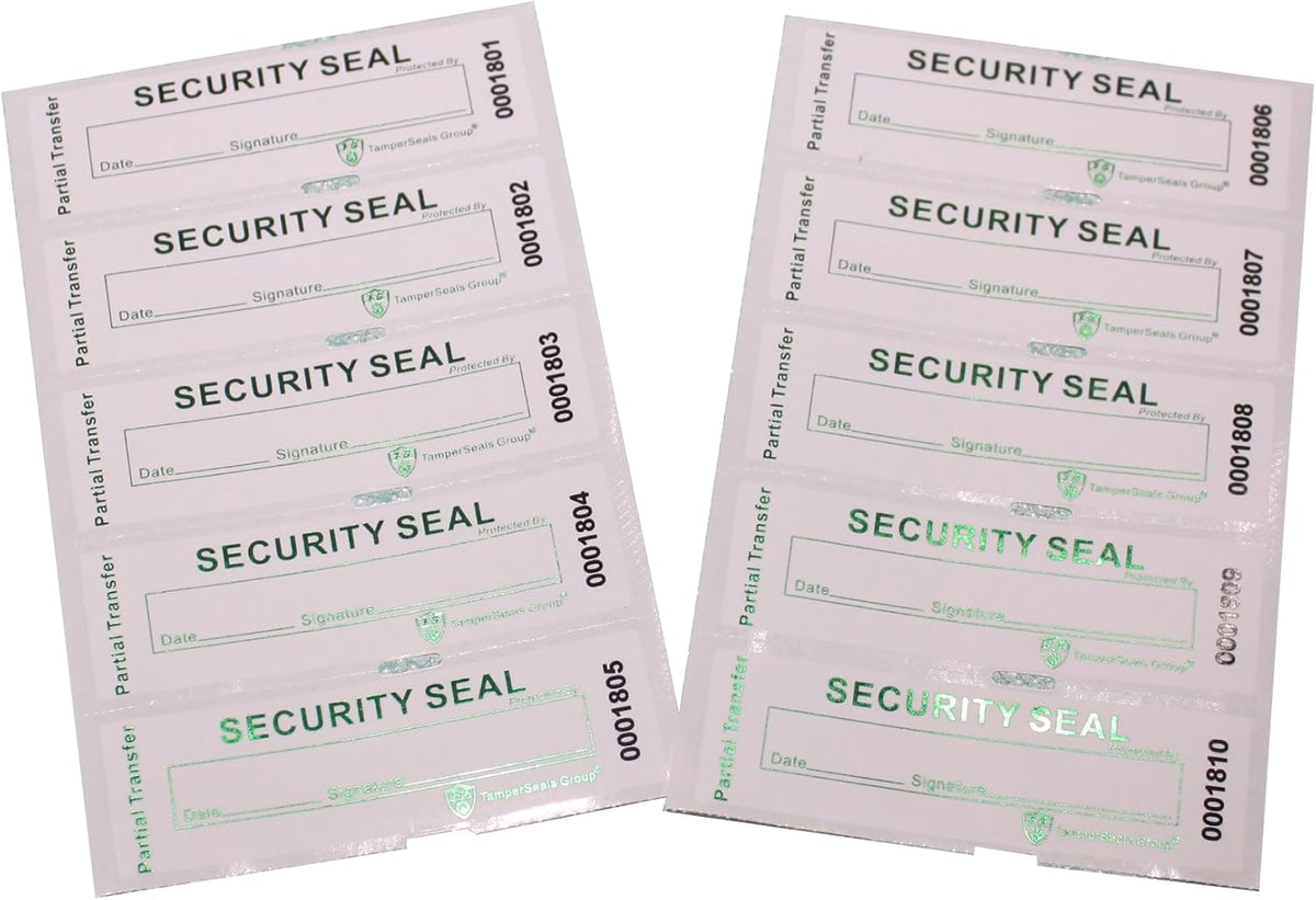100pcs Partial Transfer Tamper Proof Security Warranty Void Stickers/Labels/Seals with Holographic Laser Print (White, 1 x 3.35 Inches, Serial Numbers)