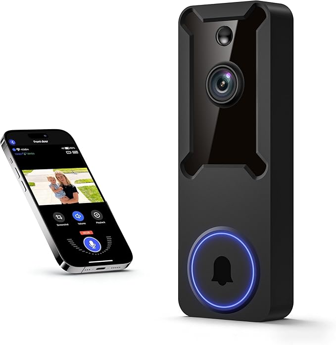 1080p Wireless Wi-Fi Video Doorbell Dome Cameras with AI Human Motion Detection, Battery Powered, 2.4G WiFi, Night Vision, 2 Way Talk, Cloud Storage (Sold Separately)