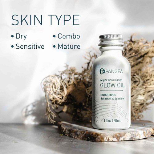 Pangea Organics - Natural Bakuchiol + Squalane Super Antioxidant Glow Oil | Vegan, Non-Toxic, Sustainable Clean Beauty (Glass Bottle, 1 fl oz | 30 ml)