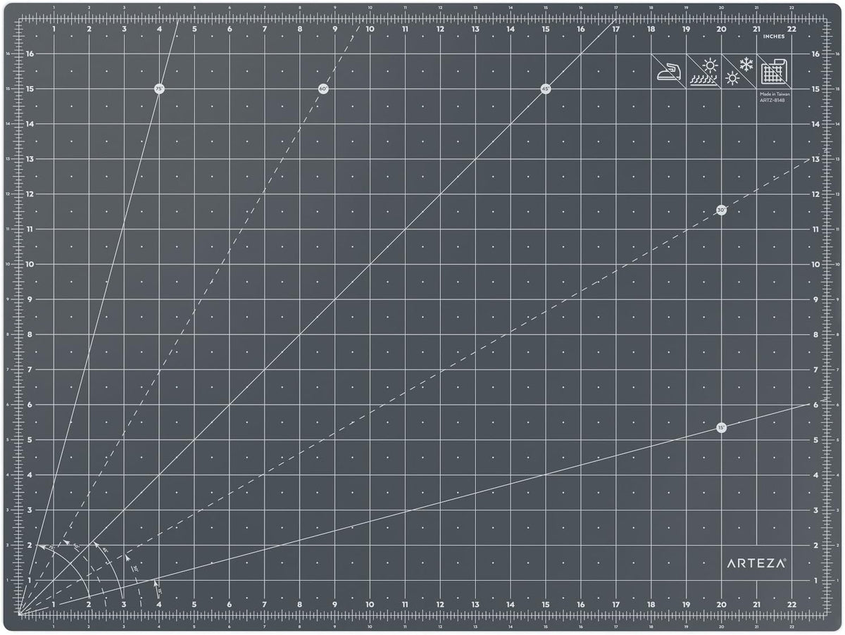Arteza Rotary Cutting Mat, 18 x 24 Inches, Self-Healing, with Grid Lines and Non Slip Surface, for Fabric, Paper, and Vinyl, Durable and Flexible, Art Supplies for Crafts, Quilting, and Sewing