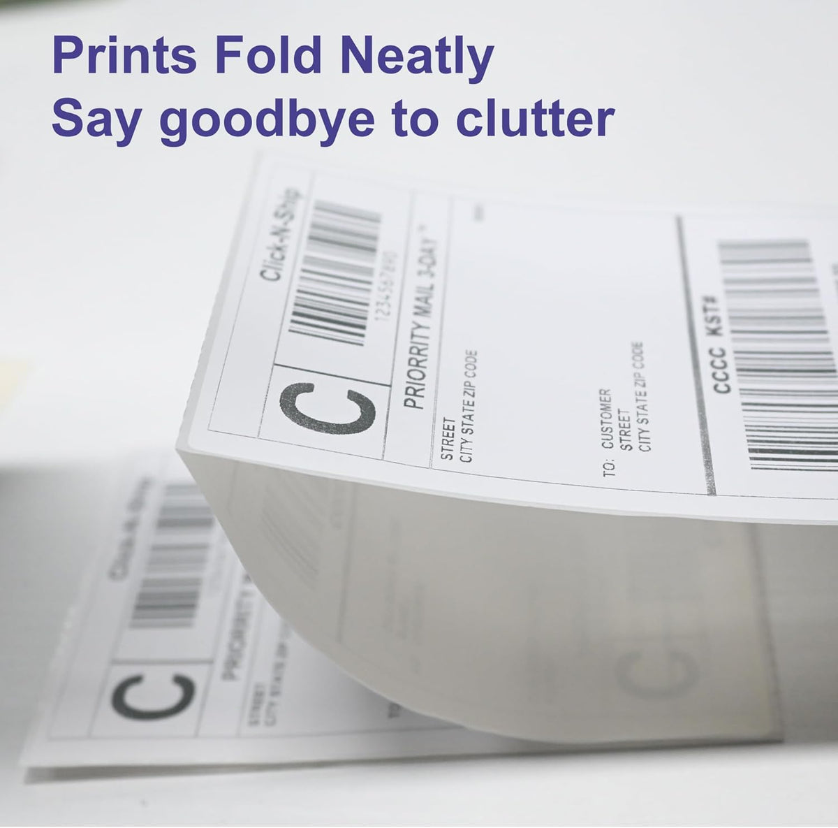 DGBDPACK Fanfold Direct Thermal Shipping Labels 4''x6'' 600 Labels/2 Stacks (300 Pcs per Stack), Compatible with Zebra Rollo Beeprt Printer Ultra Adhesive