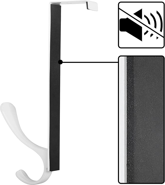 SKOLOO Over The Door Hooks - for Doors up to 4.5cm Thick, Pack of 5, Stainless Steel Door Hanger Hooks, Over The Door Hanger for Coats Clothes Hat Towel Jacket, White