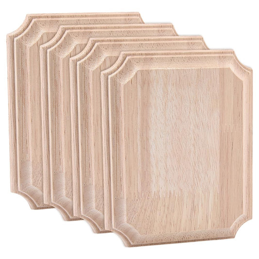 FINGERINSPIRE 4Pcs Unfinished Wooden Plaque 6x4.8x0.67inch Rectangle Blank Wooden Signs Burlywood Color Unfinished Wood Craft Base Decorative Hanging Plaques for Home Decor and DIY Craft
