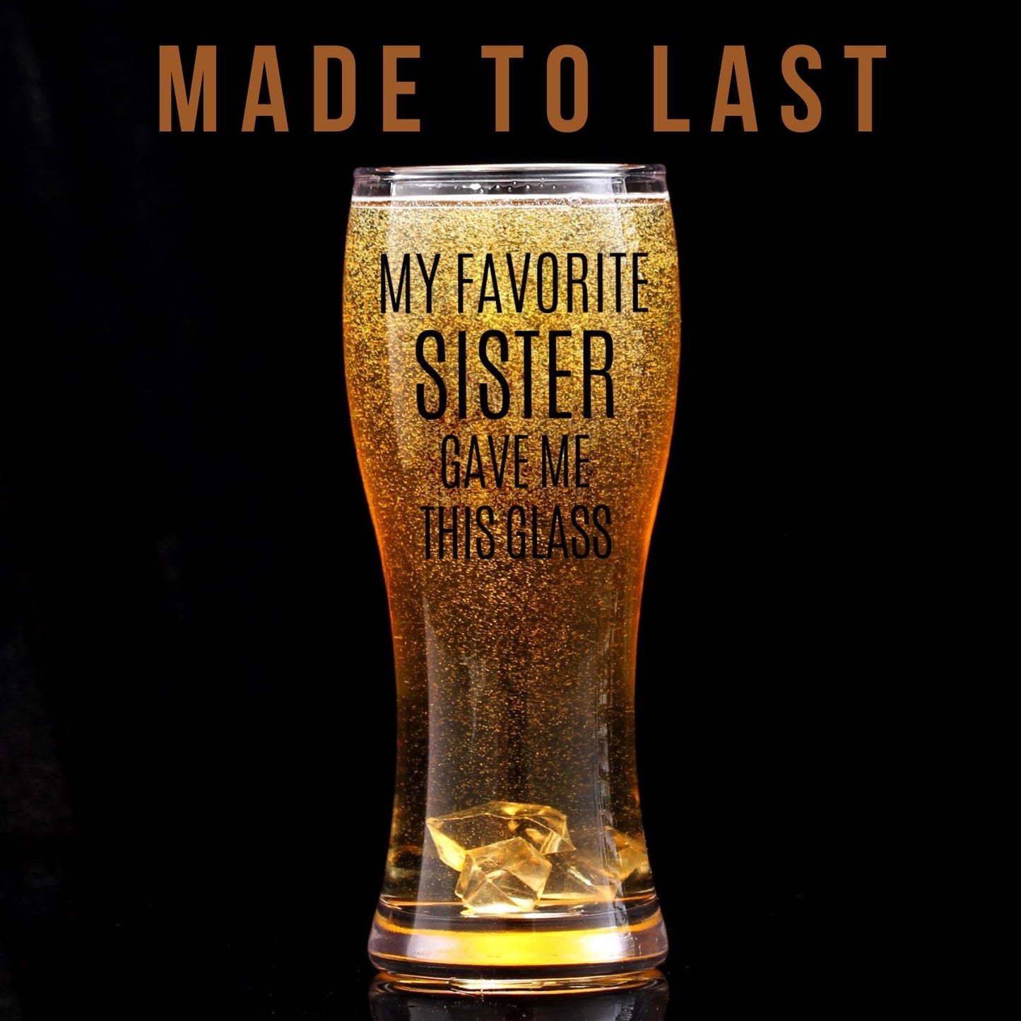 Onebttl Brother Gifts from Sister, Beer Glass Funny Gift Idea for the Best Brother for Christmas, Father's Day, Birthday, Box and Greeting Card Included