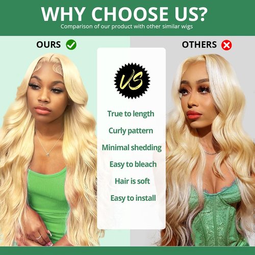 Sweetie 16 Inch 613 13x4 Lace Front Wig Human Hair 150% Density 12A Blonde Wig Human Hair Body Wave Lace Front Wigs Human Hair for Women HD Lace Glueless Wigs Human Hair Pre Plucked