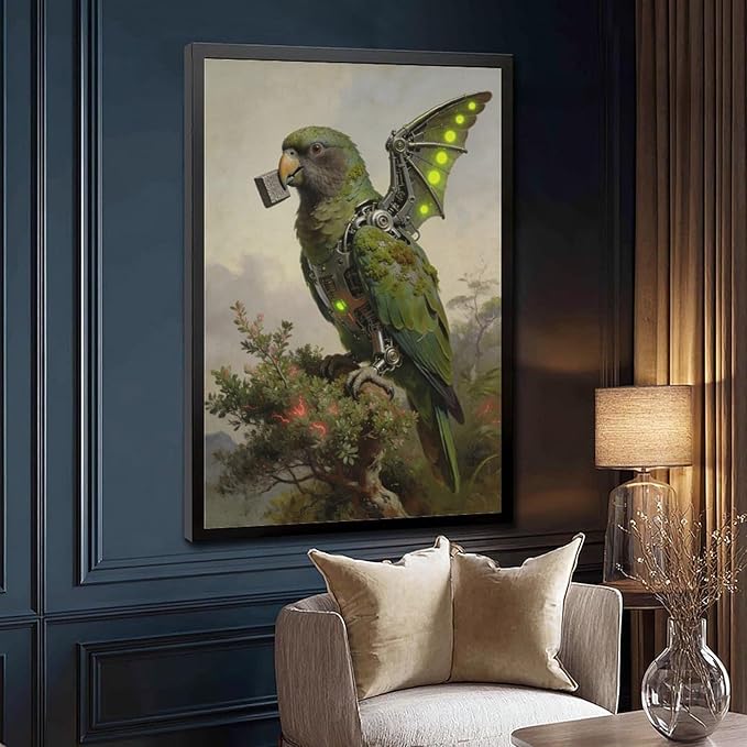 Framed Mechanical Fantasy Wall Art for Modern Living Room Industrial Sci Fi Decor Statement Piece 24x36in