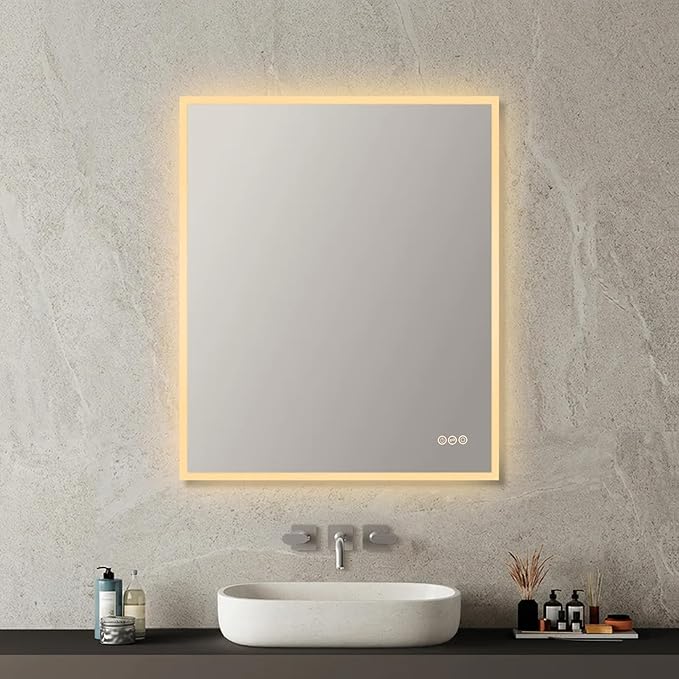 Blossom 30"X36" LED Bathroom Mirror with Lights, Front Lit and Backlight, Stepless Dimmable, Anti-Fog, Shatter-Proof Tempered Glass, Memory, 3 Colors Lighting Bathroom Mirrors for Vanity