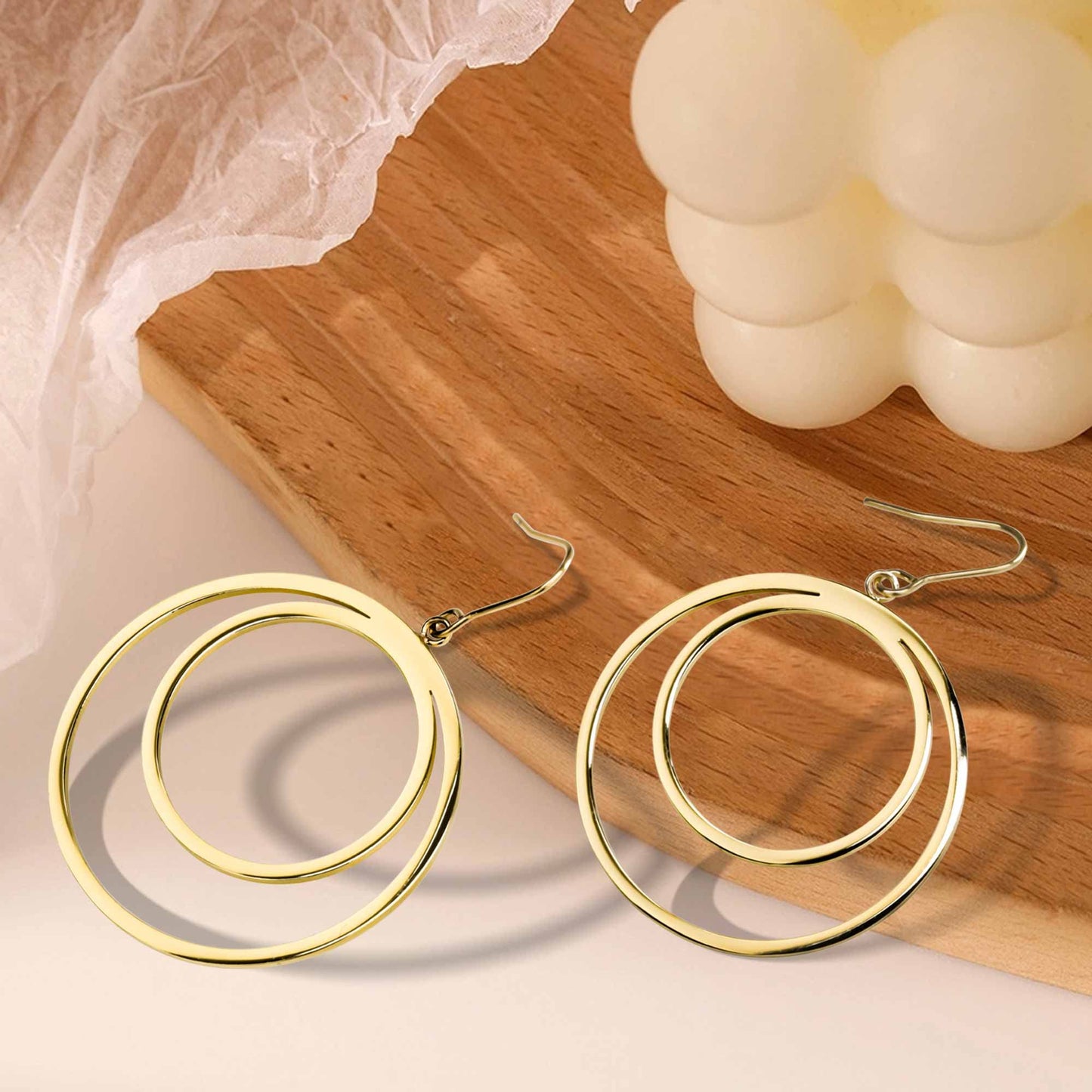 GUMENA Gold/Silver Hoop Earrings for Women 18K Gold Plated Circle Dangle Earrings for Women Trendy Surgical Steel Titanium Hypoallergenic Earrings