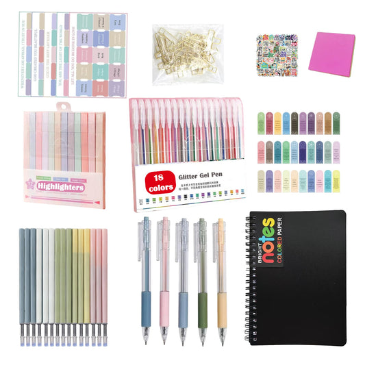 KANCENLUX Gift for MOM, 358PACK Gel Pen and highlighters Set, 5 Ballpoint pens, 18 Colored pens, notebooks,Stickers, Bookmarks, lables, Bible Journal Kit for MOM