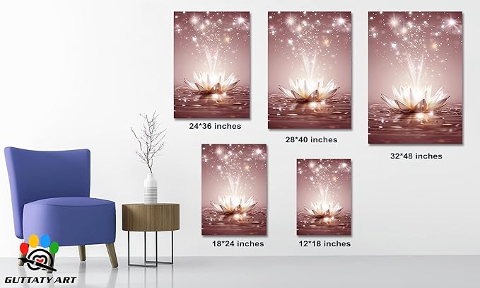 Zen White Lotus Flower Canvas Wall Art, Water Lily Bloom Picture, Lotus Flower Canvas Art Print, Calm Relax Poster, Meditation Spiritual Zen Flower Print for Yoga Spa Spiritual Room 12x18 inch