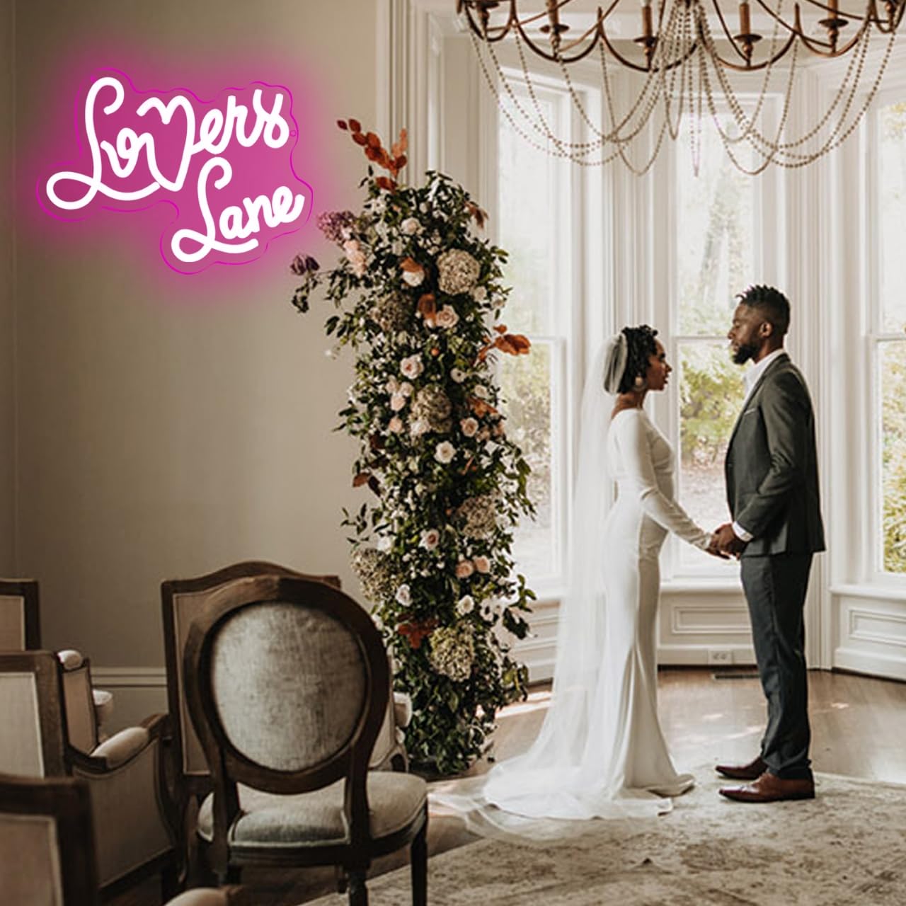 Lmnopqr Lovers Lane Street Sign Neon Sign Aesthetic Pink LED Night Light for Wall Decor, Dimmable USB for Bedroom, Wedding Party, Bar, Store, Valentine's Day Gift for Girlfriend or Wife
