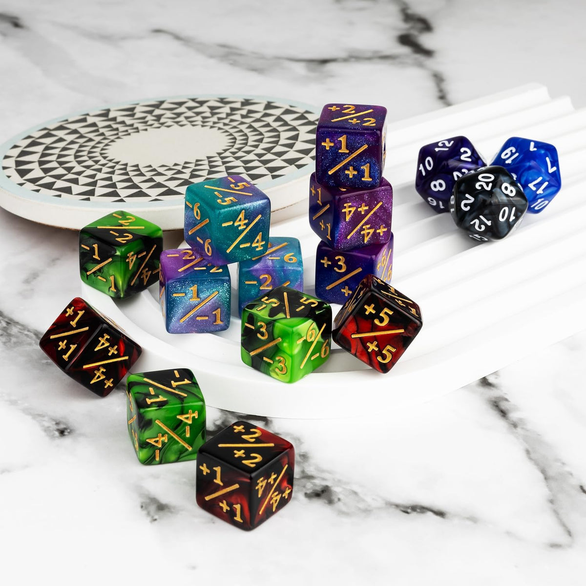 63 PCS Abilities Keyword Magic Counter Dice MTG Counters Dice Set Life Buff Tokens D6 Dice Compatible with MTG, TCG, Card Gaming Accessories