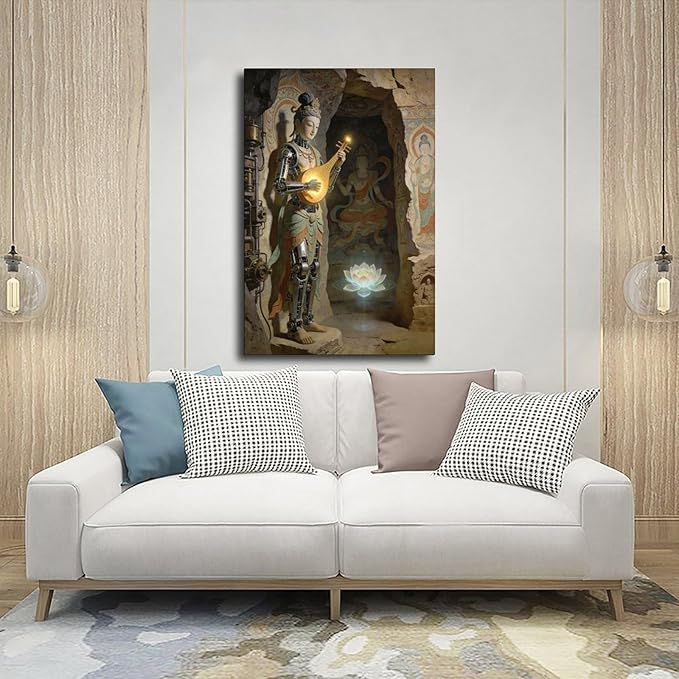 Framed Steampunk Mechanical Fairy Wall Art - Cultural Retro-Futuristic Poster for Home Office Bedroom Decor 08x12inch(20x30cm)
