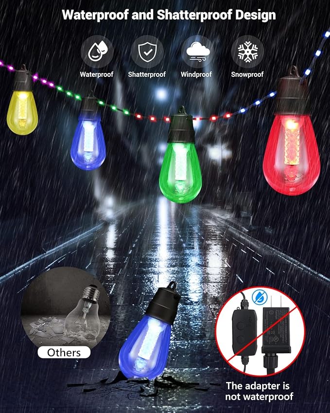 Lightdot 96FT Outdoor Led Patio Lights, Led String Lights with Shatterproof Edison Vitage Bulbs,2200K, Commercial Grade Hanging Light for Patio Cafe Bistro Backyard- ETL Listed