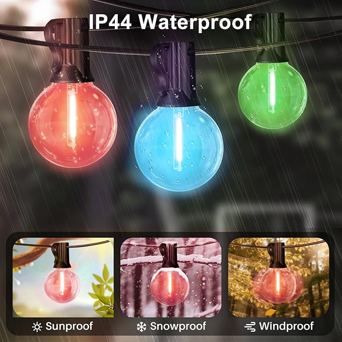 LAMPHOME Outdoor Easter String Light, 26Feet LED Patio Lights with 12+1 Edison Shatterproof Bulbs(1Spare), UL Waterproof Outside Lights connectable Dimmable for Backyard Porch Decor,Pastel Multicolor