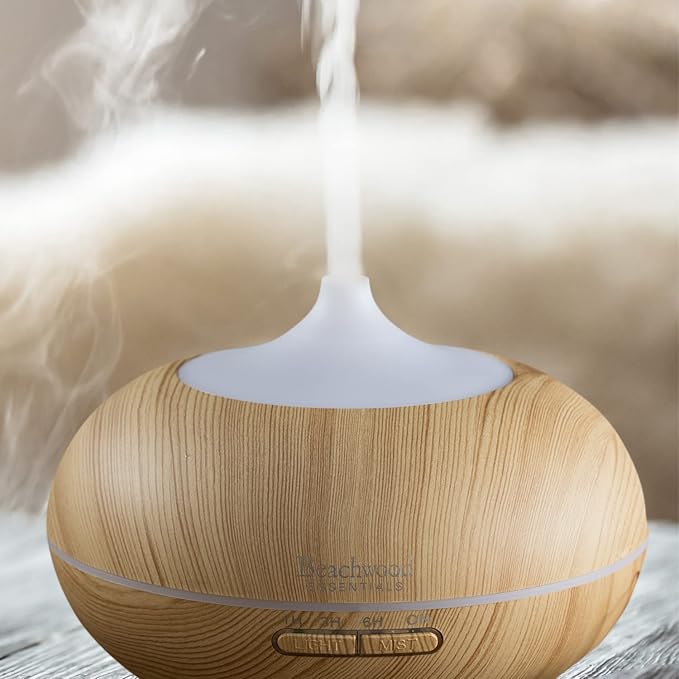 Ultimate Ultrasonic Aromatherapy Diffuser for Essential Oils - Therapeutic Grade, Helps You to Relax - 3 Timer & 7 Ambient Light Settings - Up to 16 Hours of Use - Bamboo, 300mL