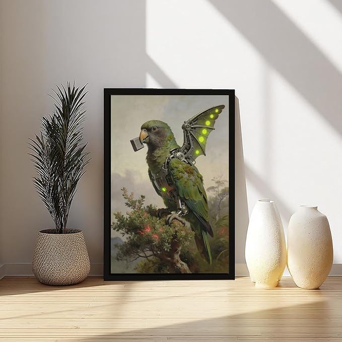 Framed Mechanical Fantasy Wall Art for Modern Living Room Industrial Sci Fi Decor Statement Piece 08x12in